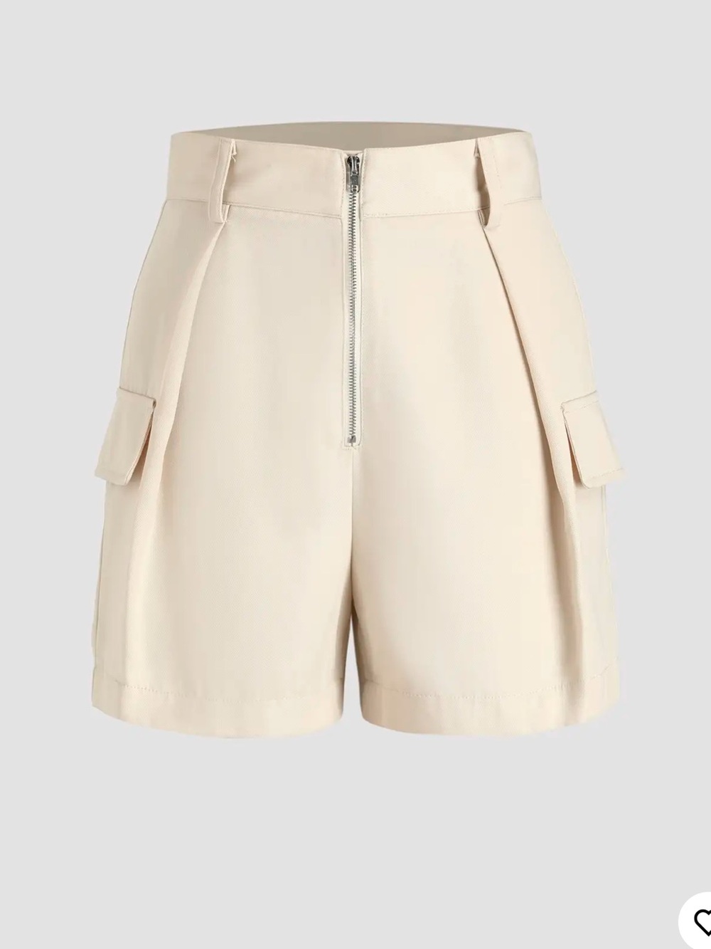 Cider Cream High-Waist Cargo Shorts with Front Zip